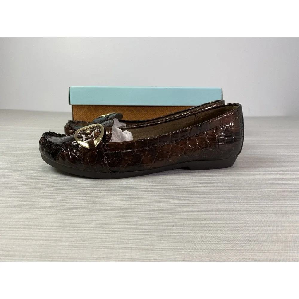 LifeStride‎ Women's Loafers Size 9.5 M Croc Print Equilla Brown